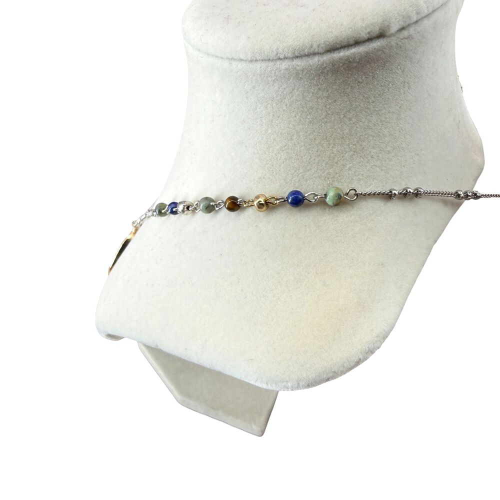 J Jill Green Agate Pendant Necklace Oval Beaded Autumn Stones Adjustable Earthy - Picture 7 of 12